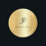 Modern Elegant för Faux Guld-mall Magnet<br><div class="desc">Faux Guld Template Monogram Modern Elegant Round Magnet.</div>