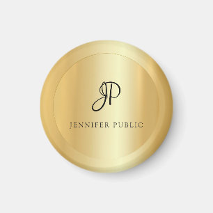 Modern Elegant för Faux Guld-mallen Monogram Magnet