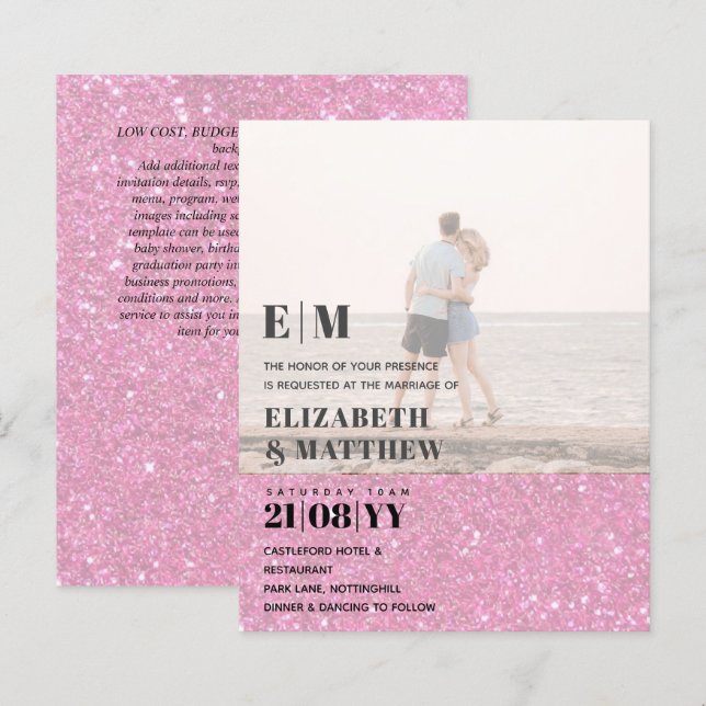 Modern Elegant för fotoöverlägg av textbröllop - i (Fram/baksida)
