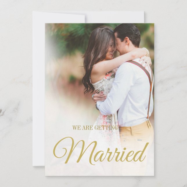 Modern Elegant för fotoövertäckning i Bröllop är e Inbjudningar (Framsida)