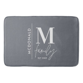Modern elegant för grått-snyggt i monogramfamiljen badrumsmatta