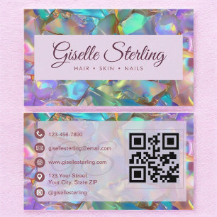 Modern Elegant för Iridescent Opal Stone QR-kod, O Visitkort