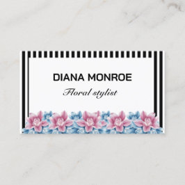 Modern elegant för krans av blommigt, svart och vi visitkort