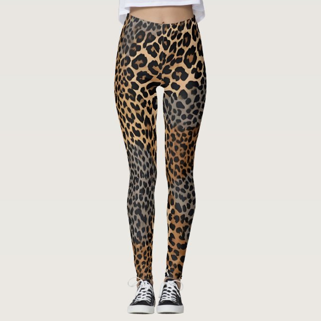 Modern Elegant för lyxvit leopard Leggings (Framsida)