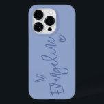 Modern elegant för manustypografi, blå, giglistisk<br><div class="desc">Modern,  minimal hjärttypografi,  manusskript med dammig blå,  giftig elegant,  enkel,  unik personlig-telefonfodral.</div>