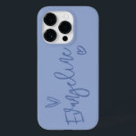 Modern elegant för manustypografi, blå, giglistisk<br><div class="desc">Modern, minimal hjärttypografi, manusskript med dammig blå, giftig elegant, enkel, unik personlig-telefonfodral.</div>