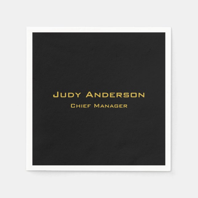 Modern Elegant för metallisk Guld & svart Professi Pappersservett (Framsidan)