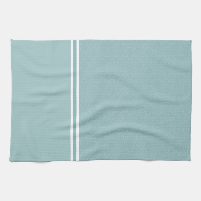 Modern elegant för modern chic i baby blue rand kökshandduk (Horisontell)