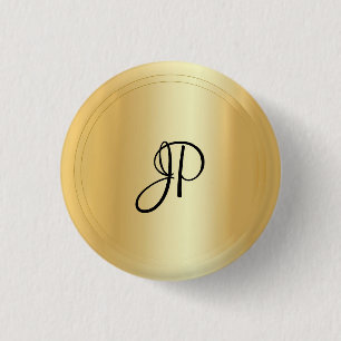 Modern Elegant för Monogram Guld Knapp