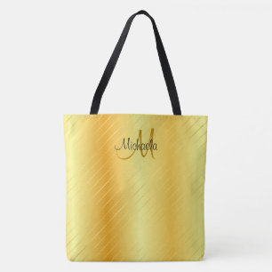 Modern Elegant för Monogrammed Guld-utseende Tygkasse