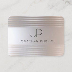 Modern Elegant för Monogrammed Silver-utseende Visitkort