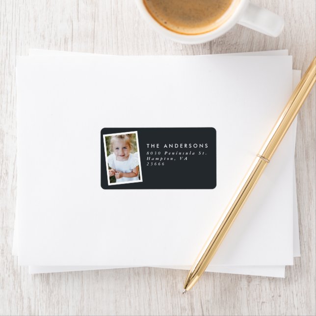 Modern elegant för multifoto, svart party adressetikett (Insitu)