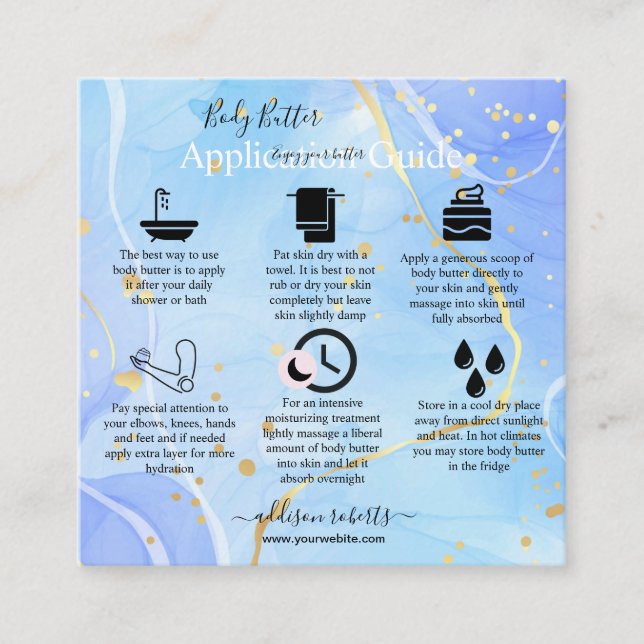 Modern Elegant för programguiden för Body Butter Fyrkantigt Visitkort (Framsida)
