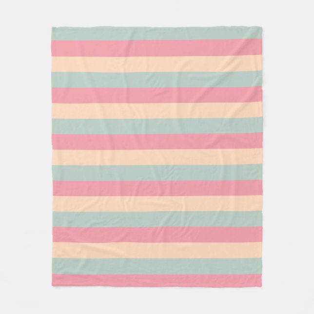 Modern Elegant för rosa Peach Teal Stripe-mall Fleecefilt (Framsidan)