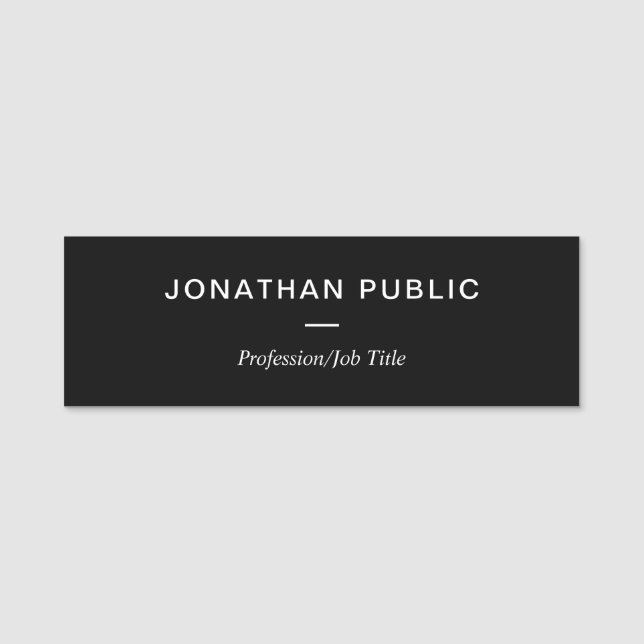 Modern Elegant för svartvit enkel personalmall Namnbricka (Framsida)