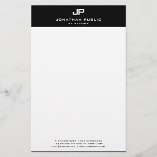 Modern Elegant för svartvit monogram Brevpapper