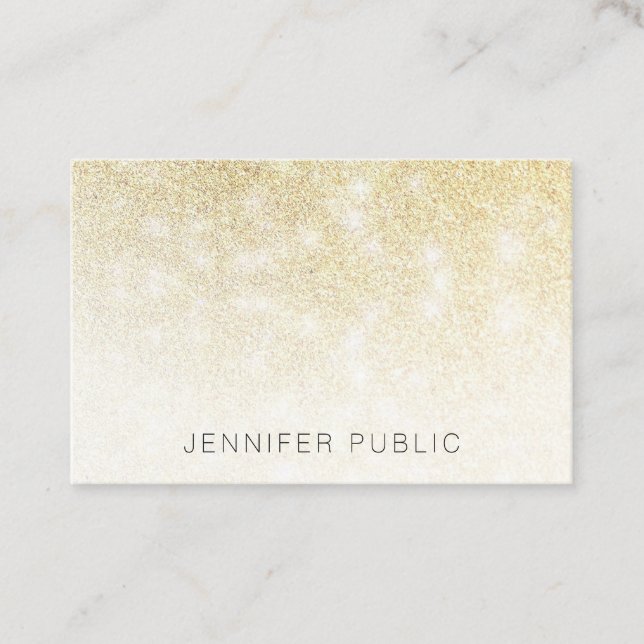 Modern Elegant för Trendig av mallen Guld Glitter Visitkort (Framsida)