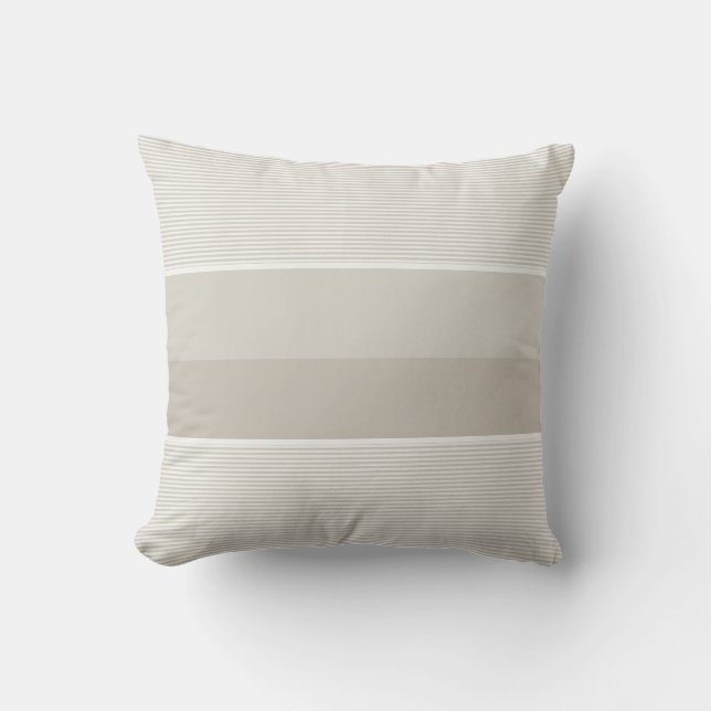 Modern Elegant för Trendig Beige White Stripe-mall Kudde (Framsida)