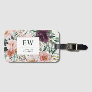 Modern elegant för vattenfärgsblommigt bagagebricka