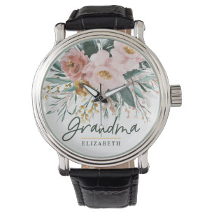 Modern elegant för vattenfärgsskript för blommigt armbandsur