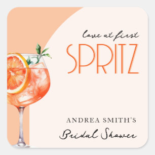 Modern Elegant Förälskelse Vid Första Spritz Bröll Fyrkantigt Klistermärke