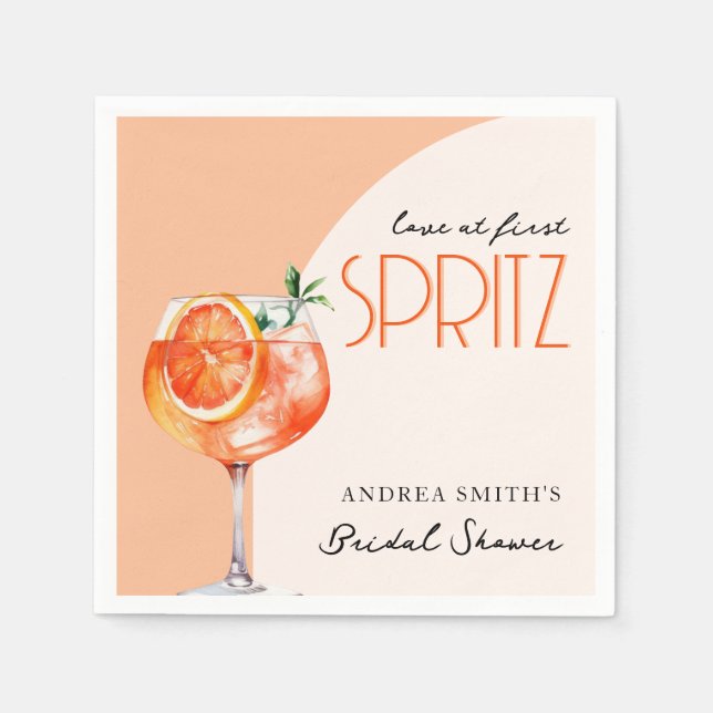 Modern Elegant Förälskelse Vid Första Spritz Bröll Pappersservett (Framsidan)