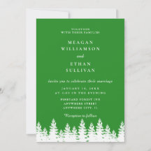 Modern Elegant Forest Grönt White Winter Wedding