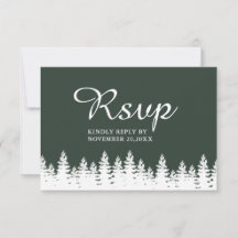Modern Elegant Forest Grönt White Winter Wedding