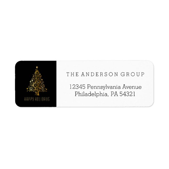 Modern Elegant Företags- Guld Jul Högtid Returadress Etikett (Framsidan)