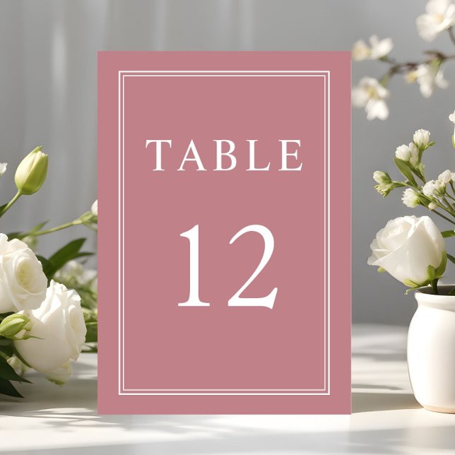 Modern Elegant Formell Dusty Ro Bröllop Bordsnummer (Modern Elegant Formal Dusty Rose Wedding Table Number)