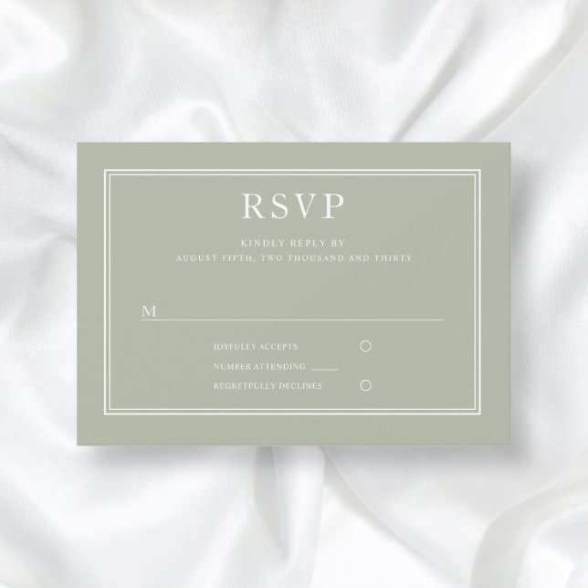 Modern Elegant Formell Grönt Bröllop OSA Card (Skapare uppladdad)