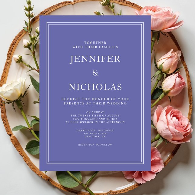 Modern Elegant Formell Lila Bröllop Inbjudningar (Modern Elegant Formal Purple Wedding Invitation)