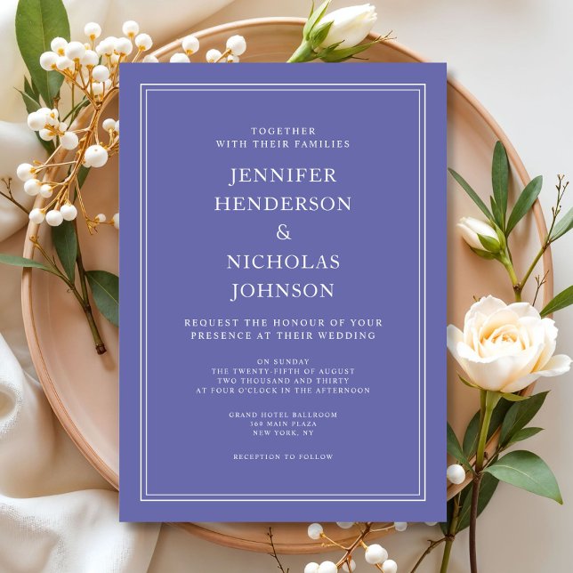 Modern Elegant Formell Lila Lavender Bröllop Inbjudningar (Modern Elegant Formal Purple Lavender Wedding Invitation)