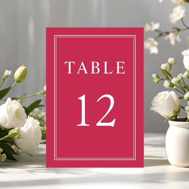 Modern Elegant Formell Magenta Bröllop Bordsnummer (Modern Elegant Formal Magenta Wedding Table Number)