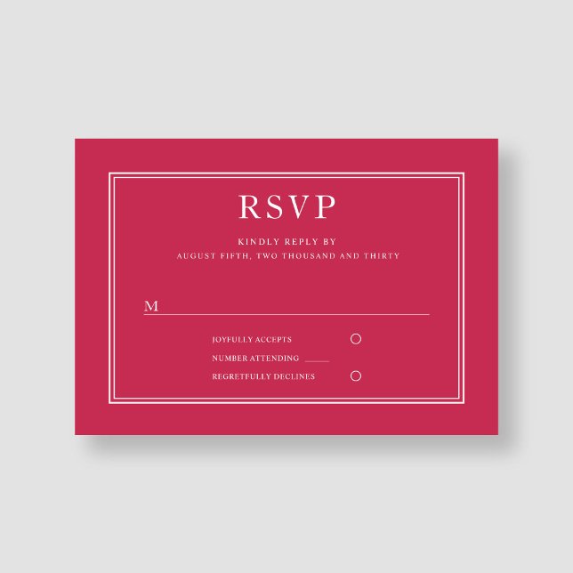 Modern Elegant Formell Magenta Bröllop OSA Kort (Modern Elegant Formal Magenta Wedding RSVP Card)