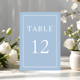 Modern Elegant Formell Powder Blue Bröllop Bordsnummer