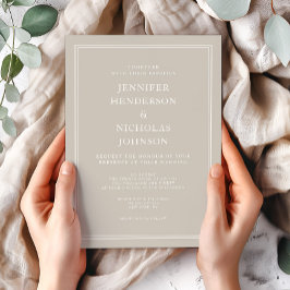 Modern Elegant Formell Taupe Beige Bröllop Inbjudningar