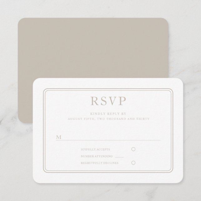 Modern Elegant Formell Taupe Bröllop OSA Kort (Fram/baksida)