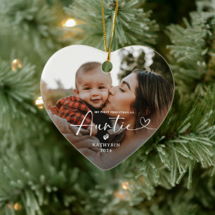 Modern Elegant Första jul som Auntie Photo Julgransprydnad Keramik