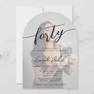 Modern Elegant Forty 40th Birthday Party Photo Inbjudningar