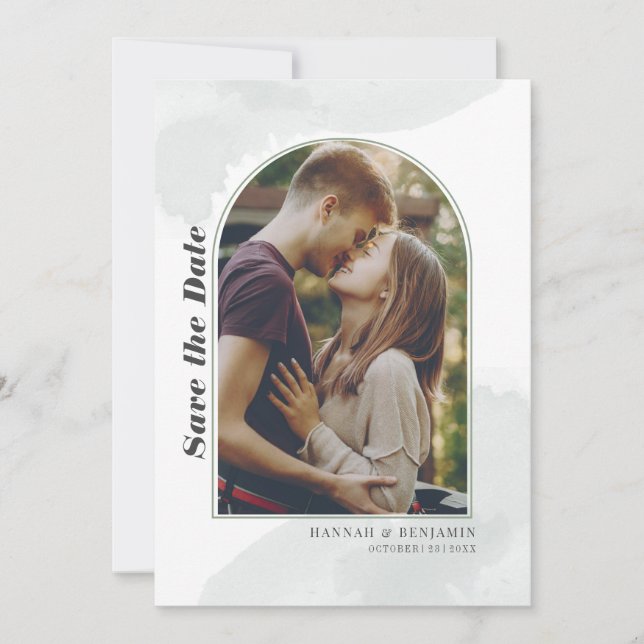 Modern Elegant Foto Blush Spara Datum Datumet (Framsida)