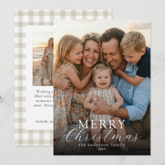 Modern Elegant Foto God Jul Rutigt Julkort