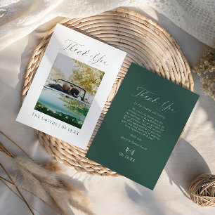 Modern Elegant Foto Monogram Bröllop Tack Kort