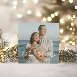 Modern Elegant Foto Nygifta  God Jul Julkort