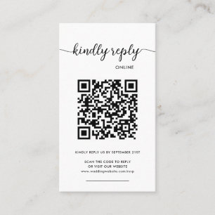 Modern Elegant Foto Online QR Code RSVP  Visitkort