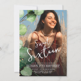 Modern Elegant Foto Rustic Sweet 16 födelsedagar Inbjudningar