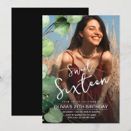 Modern Elegant Foto Rustic Sweet 16 födelsedagar Inbjudningar