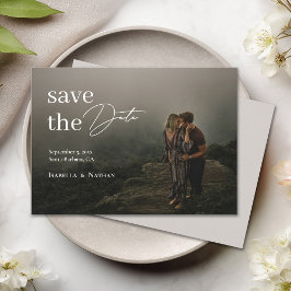 Modern Elegant Foto Script Overlay Bröllop Spara Datumet