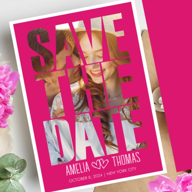 Modern Elegant Foto Spara datum Bröllop Inbjudningar (Skapare uppladdad)