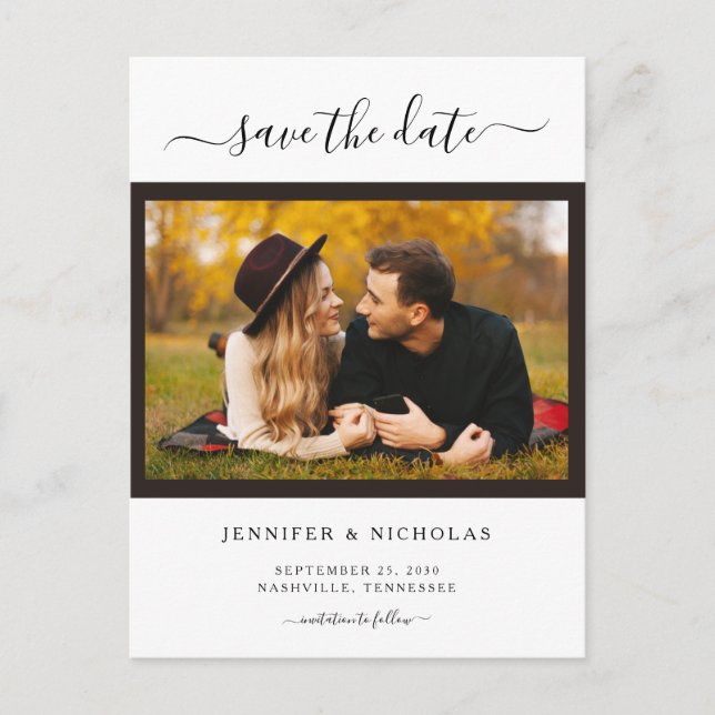 Modern Elegant Foto - spara datum Meddelande Vykort (Framsida)